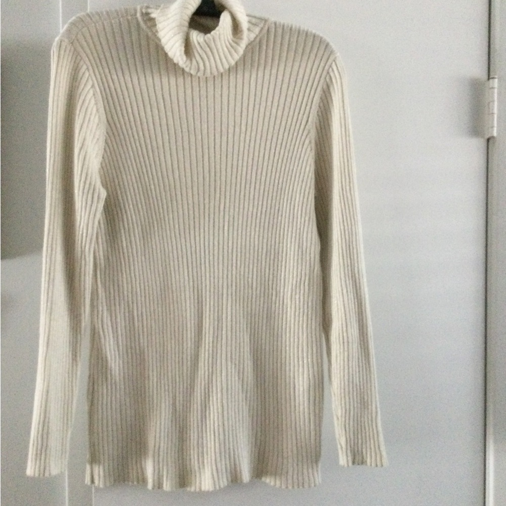 Chicos lurex ecru turtleneck